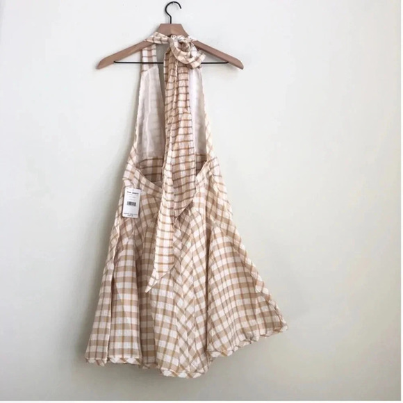 New Free people do the twist halter gingham plaid tea ob1120396 dress retro - Picture 12 of 14
